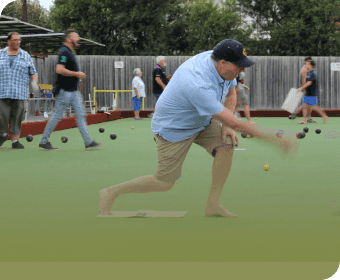 People playing barefoot bowls at Murrumbeena Bowls Club